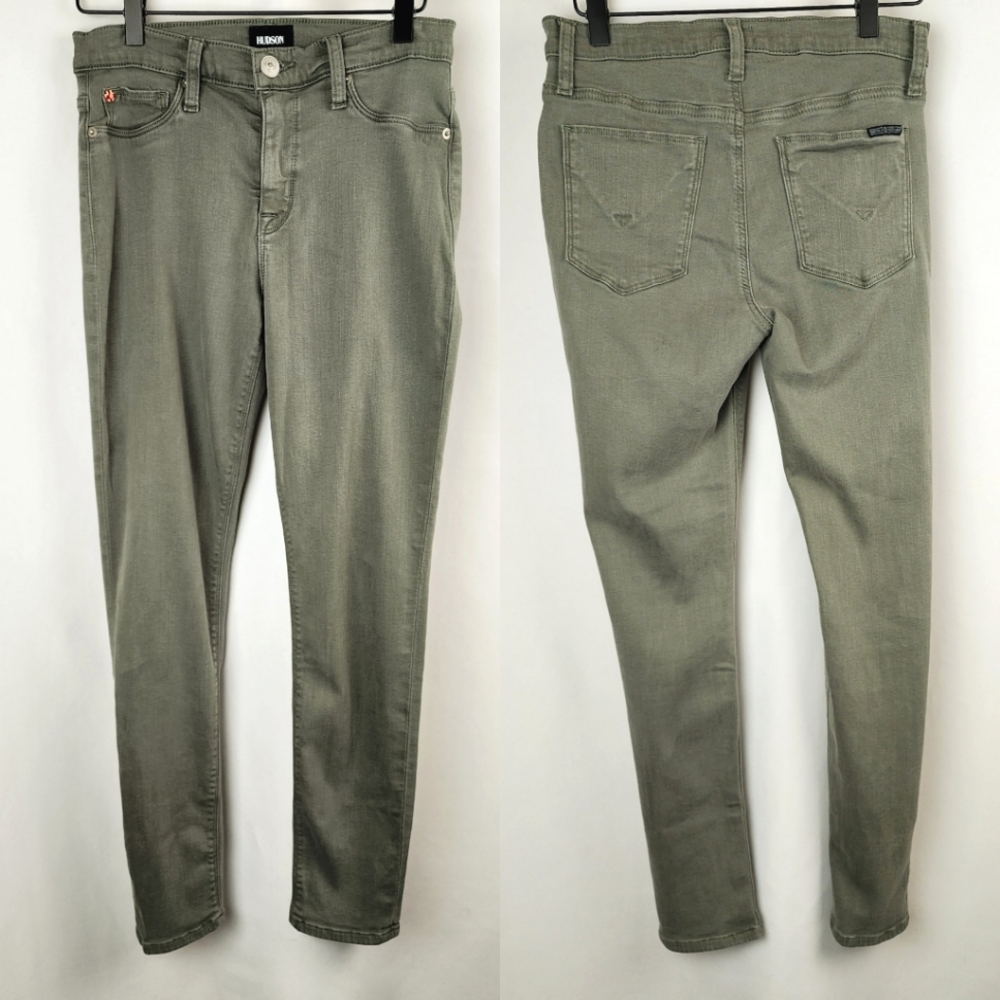 Hudson Women's Olive Green Natalie Super Skinny Denim Jean Pants Size 28